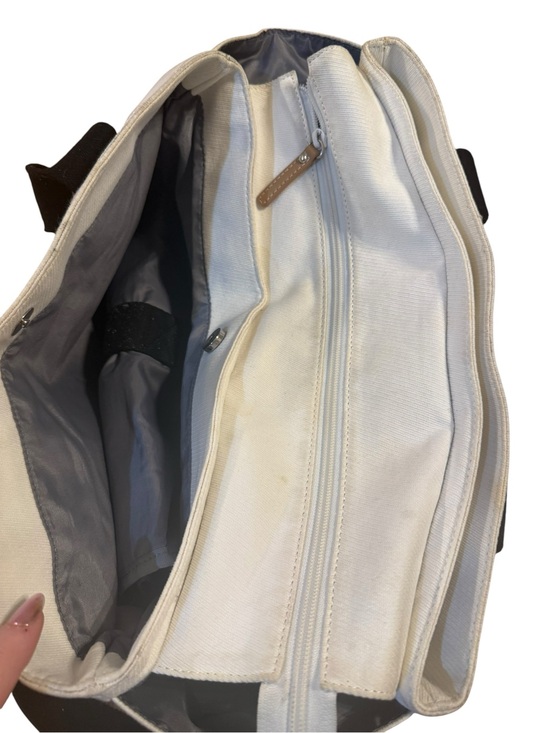 Pottery Barn Kids Black Canvas With Snap Pockets & Leather  Pottery barn kids Canvas & Leather diaper bag - Black and Cream